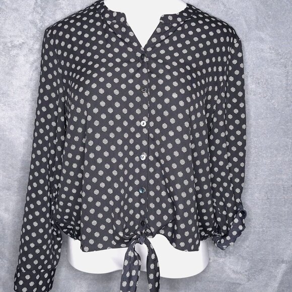 Chicos Blouse Button Front Tie-Front 12 (2) Convertible Sleeves Top Lightweight - Picture 1 of 5
